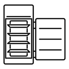Poster - Kitchen fridge icon. Outline kitchen fridge vector icon for web design isolated on white background