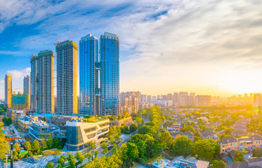 Wall Mural - city scenery on the North Bank of Min River, Fuzhou City, Fujian Province, China