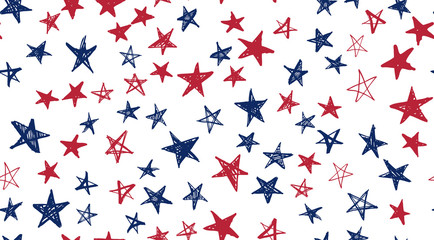 Independence Day USA. Presidents day. Hand drawn illustration. Stars grunge.	