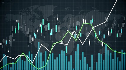 Wall Mural - World stock market fluctuations reflected on screen, graph showing statistics