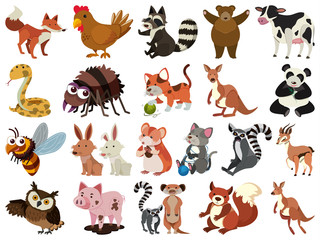 set of isolated objects theme animals