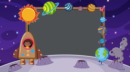 Wall Mural - border template with space theme in background