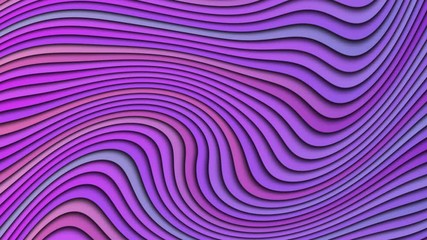 Wall Mural - Bending colorful rows bending. Colorful gradient lines with shadow. Floating wavy shape background animation.
