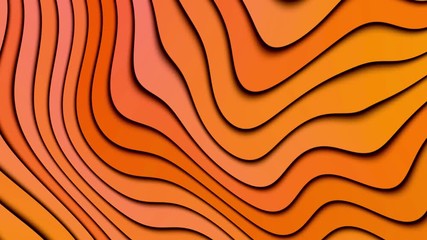 Wall Mural - Bending wave motion background animation. Abstract rows bending in orange and red color