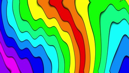 Wall Mural - Abstract bending colorful gradient lines with shadow. Multicolored floating wavy shape background animation.