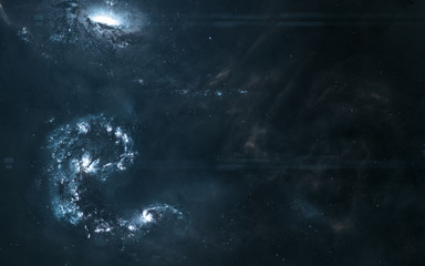 Wall Mural - blue galaxies somewhere in deep space. nebulae, star clusters. beautiful cosmic landscape. science f