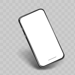 Poster - Mobile phone mock up side view on transparent background. Smartphone screen view. Mobile phone template.