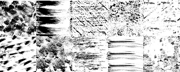 Poster - Set of grunge vintage style seamless texture patterns. Stylish retro grunge in different shapes. Black-white texture.
