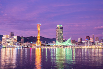 Fototapete - Beautiful of the Kobe Port Tower, landmark and popular for tourists attractions in the Central district. Kobe, Hyogo Prefecture, Japan, 24 November 2019