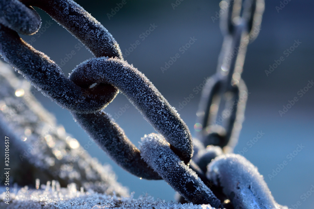 Close-Up Of Frost On Chain - obrazy, fototapety, plakaty 