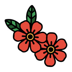 Wall Mural - traditional tattoo of flowers