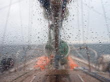 Drops On The Yachts Window In Drake Passage In Close Up View
