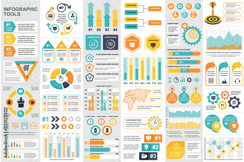 Fotomural Bundle infographic elements data visualization vector design template
