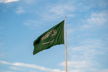 Saudi Arabia flag waving in the wind, Al Khobar, Eastern Saudi Arabia