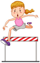 Sticker - Athlete jumping over obstacle on white background