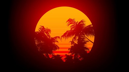 Wall Mural - Retro 80s Sunset