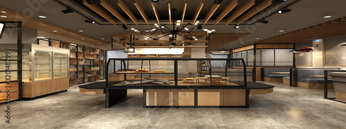 Fotomural 3d render of bakery house