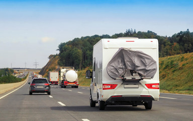 Canvas Print - Caravan in the road of Switzerland.