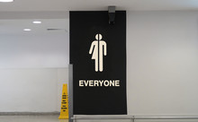 Inclusive Restroom Sign With A Graphic Symbol And The Word, "everyone"