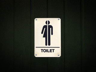 Wall Mural - Inclusive restroom sign with a graphic symbol and the word, 