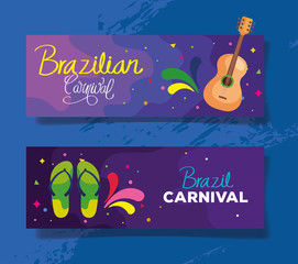 Canvas Print - set of poster brazil carnival with decoration