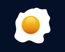 Delicious Fried Egg Isolated On Black Vector Illustration
