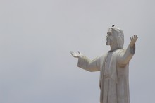 Low Angle View Of Jesus Christ Statue Against Clear Sky