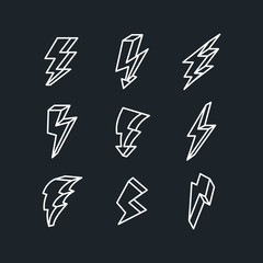 Aufkleber - Set Lightning bolt. Thunderbolt icon template color editable. lightning strike symbol vector sign isolated on white background illustration for graphic and web design.