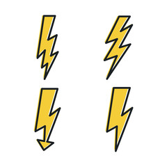 Leinwandbilder - Set Lightning bolt. Thunderbolt icon template color editable. lightning strike symbol vector sign isolated on white background illustration for graphic and web design.