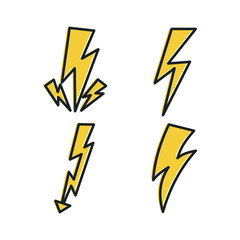 Poster - Set Lightning bolt. Thunderbolt icon template color editable. lightning strike symbol vector sign isolated on white background illustration for graphic and web design.