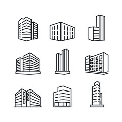 Aufkleber - Buildings icon template color editable. Bank, Hotel, Courthouse. City, Real estate, Architecture buildings icons.. Buildings symbol vector sign isolated on white background illustration