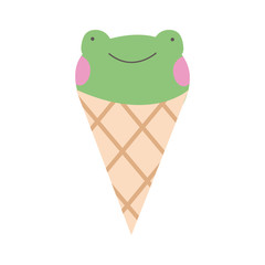 Poster - cute little frog in ice cream cone