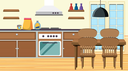 Wall Mural - kitchen with stove and dining table