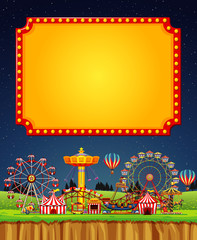 Wall Mural - Circus scene with sign template in the sky