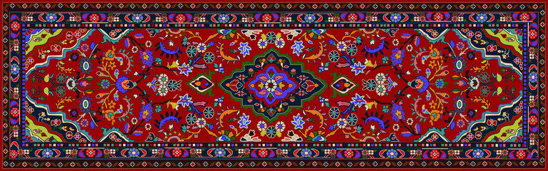 Persian carpet original design, tribal vector texture. Easy to edit and change a few colors by swatch window.