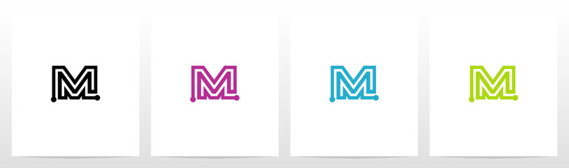 Parallel Lines With Nodes Formed Letter Logo Design M