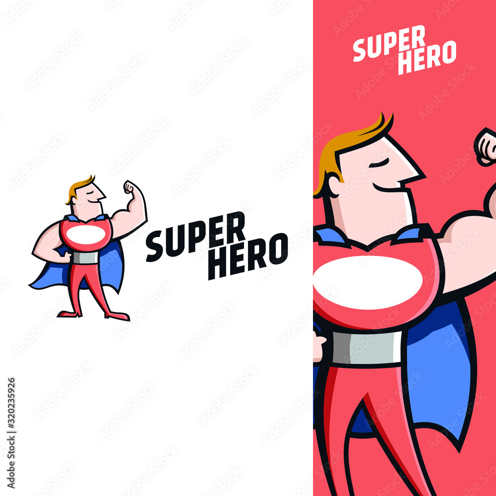 Super Hero Mascot Vintage Logo Stock Vector | Adobe Stock