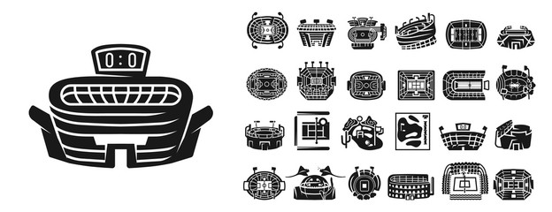 Arena icons set. Simple set of arena vector icons for web design on white background