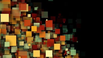 Poster - Abstract background with multicolored transparent squares and particles. 3D computer rendering