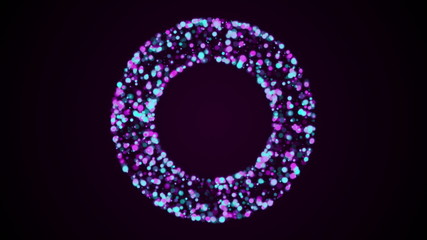 Poster - Circle of many flashing colored particles, computer generated. 3d rendering of art background