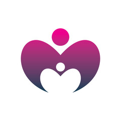 people purple love couple family group logo design