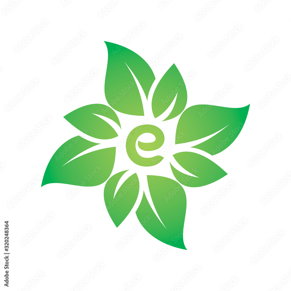 nature leaf letter e logo design Stock Vector | Adobe Stock