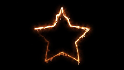 Poster - Computer generated fire energy star on black background. 3d rendering of abstract fire circle