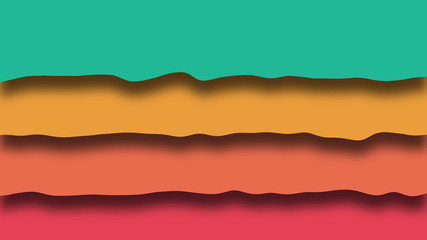 Poster - Digital wavy background from color layers. 3D rendering of modern art, computer created