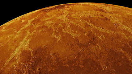 Poster - Rotation of the planet Venus, computer generated. 3d rendering of realistic scientific background. Elements of this image are presented by NASA