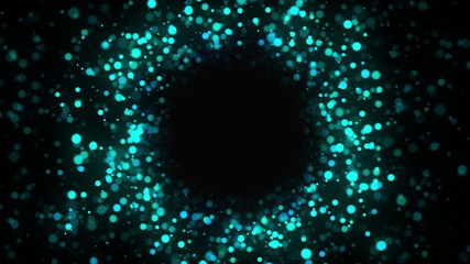 Poster - Computer generated abstract beautiful background. Random flow of colored round particles forms a vortex. 3D rendering of spinning confetti in a circle