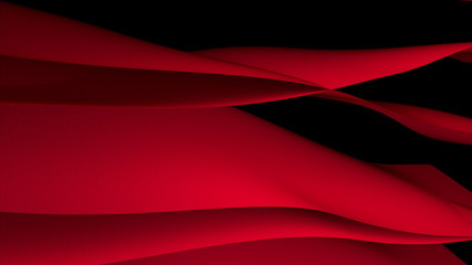 Poster - 3D rendering colorful stripes on dark backdrop waving and swaying. Computer generated wave silk or energy