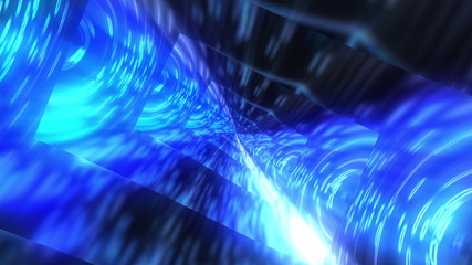 Poster - 3D rendering of abstract background digital rectangular funnel with luminous spirals and luminous background, computer generated