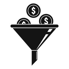 Poster - Money funnel icon. Simple illustration of money funnel vector icon for web design isolated on white background