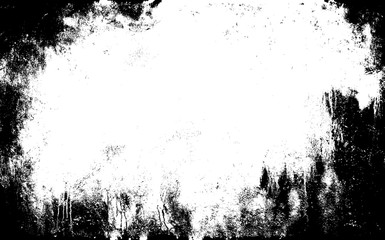 Aufkleber - Burnt wall texture. Grungy black frame. Stains drips pattern. Distressed dirty background template.